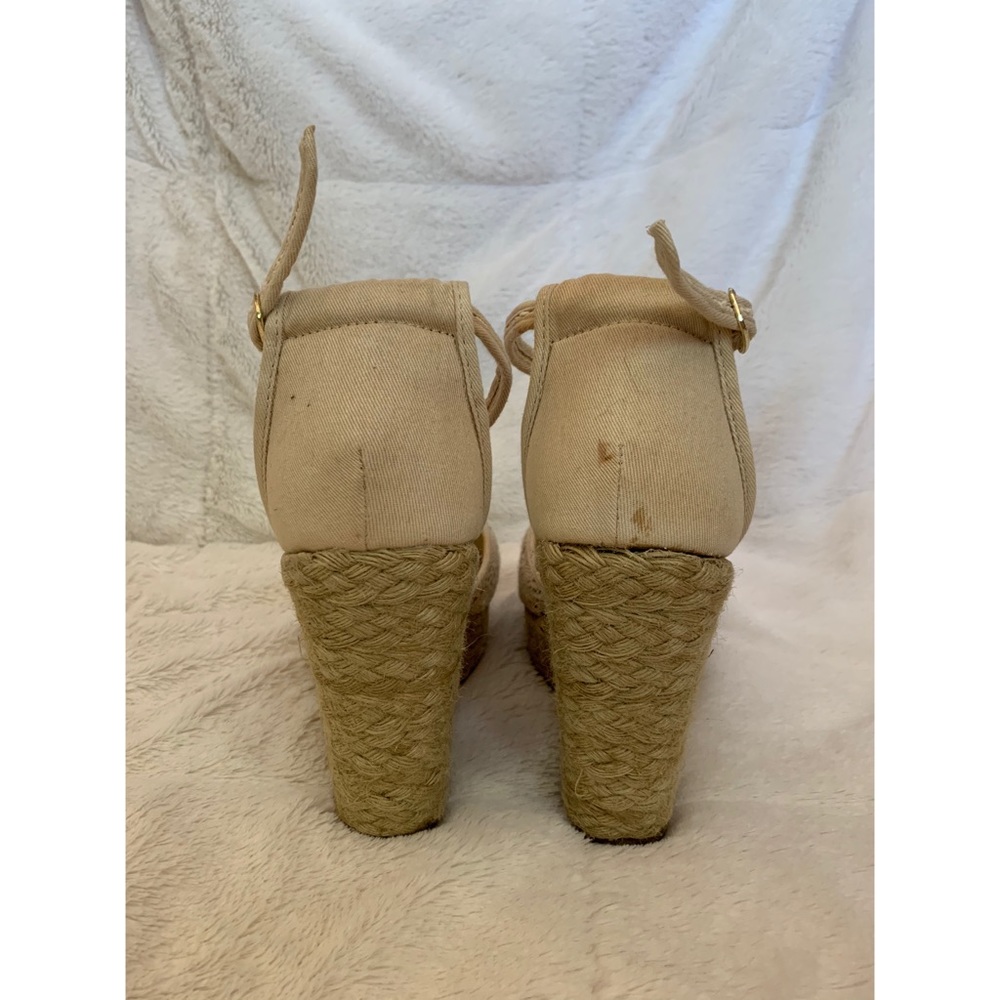 Cream & Tan Wedge Heels - Picture 10 of 11